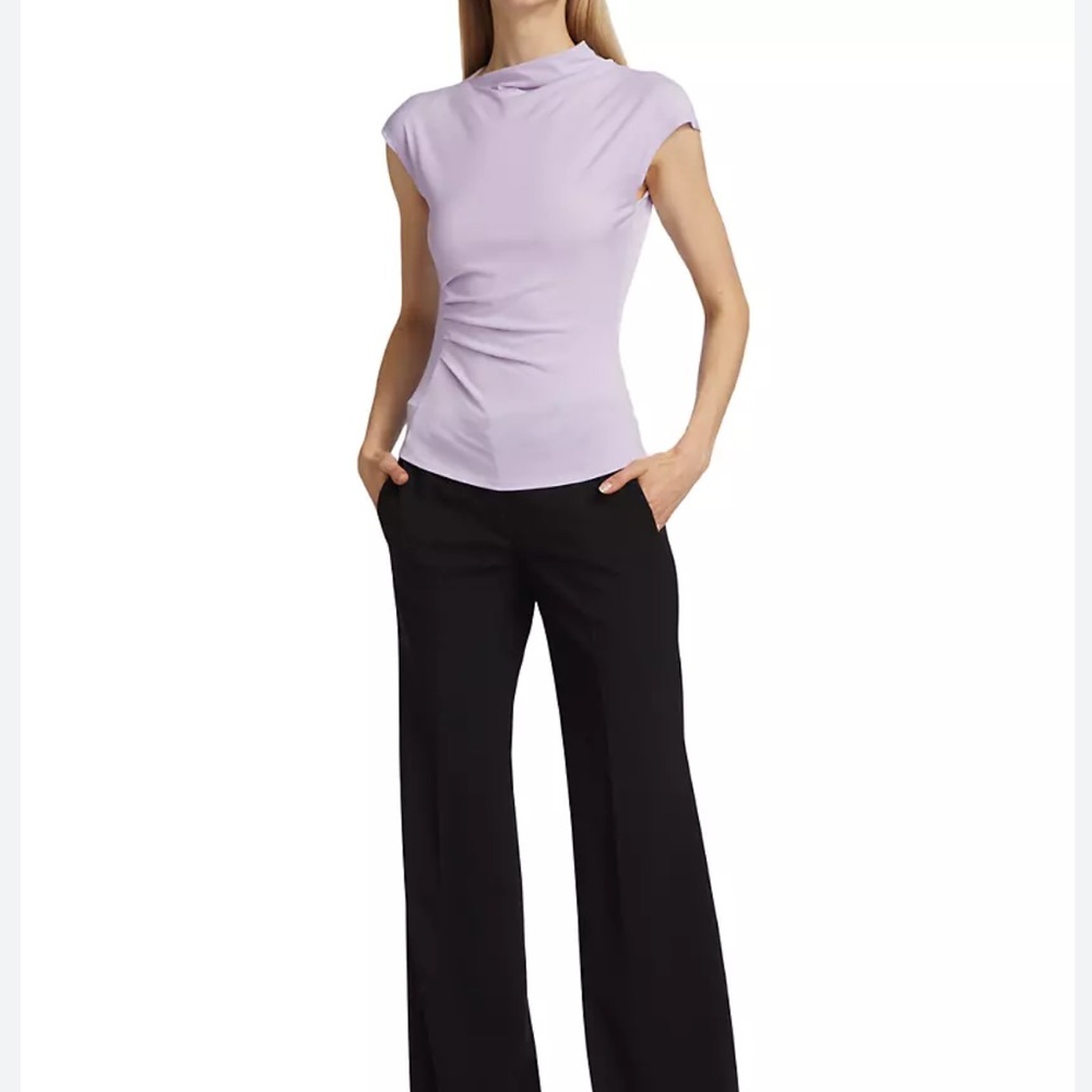 Derek Lam 10 Crosby Women Sasha Ruched Top Size XS In Lilac Cap Sleeve Pullover